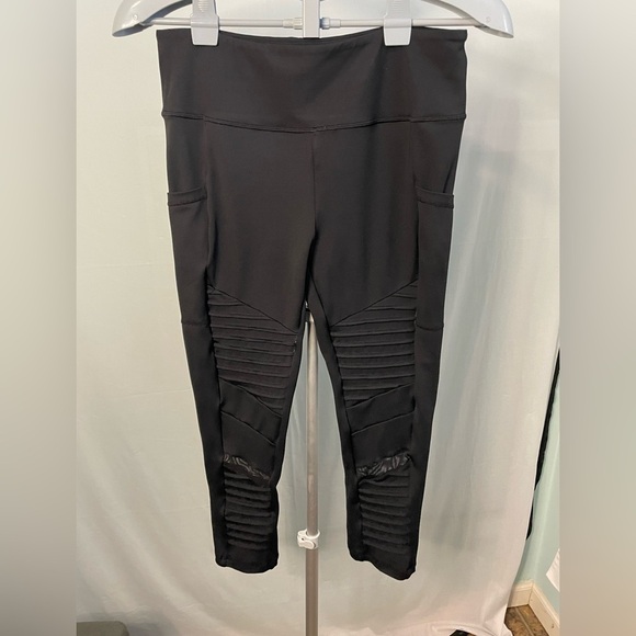 CVG Black Ribbed Leggings MOTO size large - Picture 1 of 8